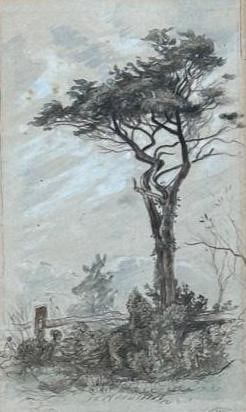 Samuel Colman Drawing, "East Hampton": Samuel Colman (American 1832-1920) "East Hampton," 1880, pen and ink with watercolor on paper, titled lower left, dated Aug. 16th, 1880, bearing Samuel Colman Estate Stamp, matted and framed.
