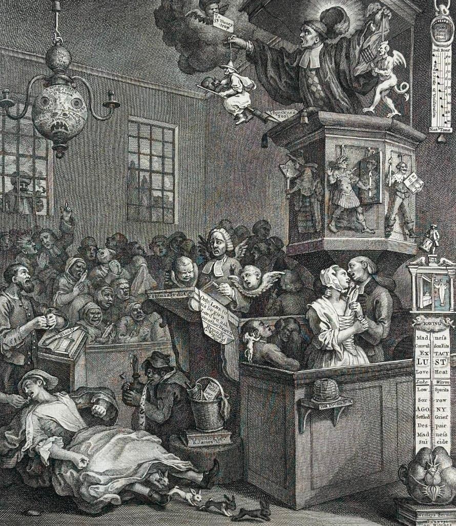 William Hogarth Etching, "Credulity, Superstition and Fanaticism: A Medley" (1 of 9)