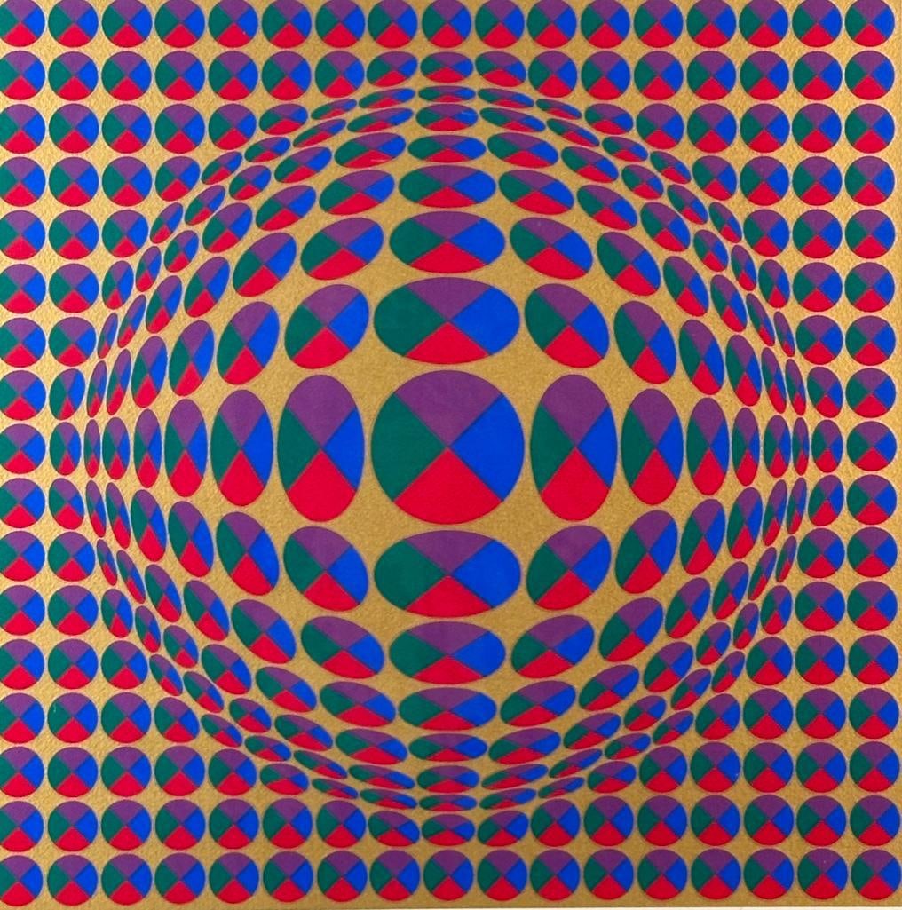 Victor Vasarely Screenprint, "Neptune 3 (Gold)" (1 of 8)