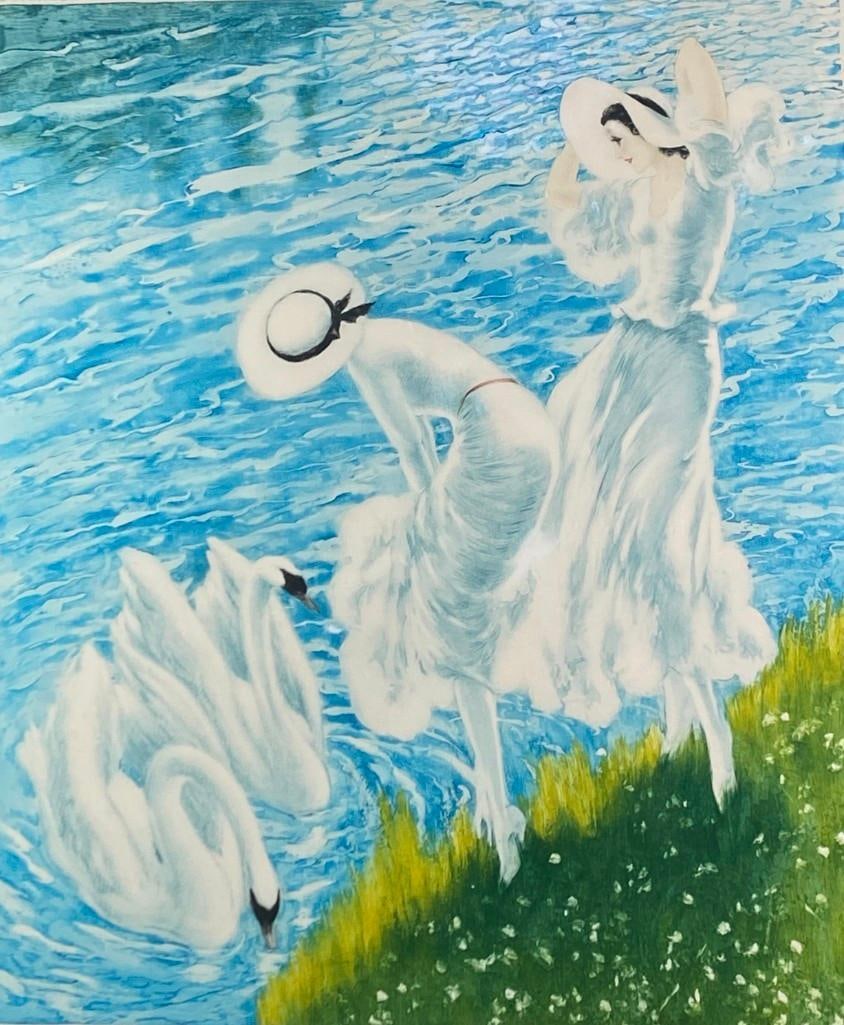 Louis Icart Etching, "Les Cygnes" (1 of 9)