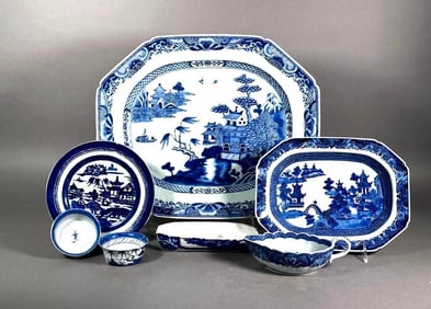 Lot of Chinese Blue and White Canton/Nanking China, etc.