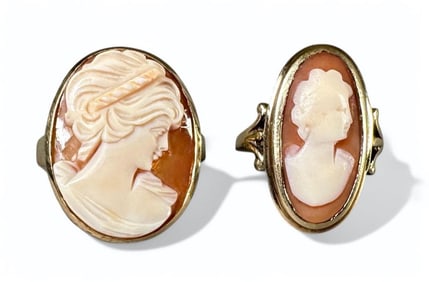 Two Vintage Cameo Rings