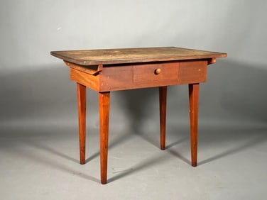 American Red Painted Worktable, 19thc.