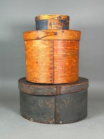 Three American Painted Bentwood Pantry Boxes