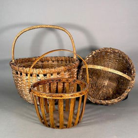Three Antique Woven Baskets