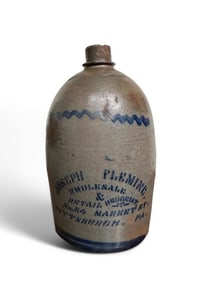 Joseph Fleming Stoneware Jug, Pittsburgh, PA