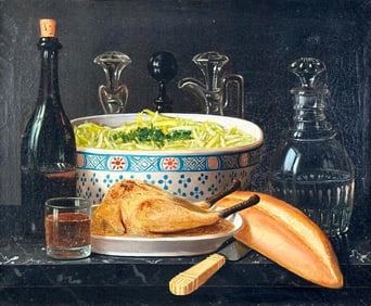 Gabriele Germain Joncherie Oil, Still Life with Bowl of Lettuce