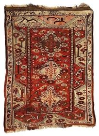 Turkish Wool Small Carpet, 3'9 x 2'10-1/2"
