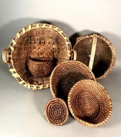 Lot of Six Antique Woven Baskets