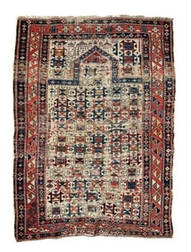 Shirvan Hand Woven Wool Prayer Rug, 3' 5 x 4' 8