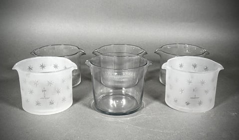 Six Assorted English Glass Wine Glass Rinsers