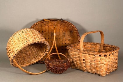 Four Antique Woven Baskets