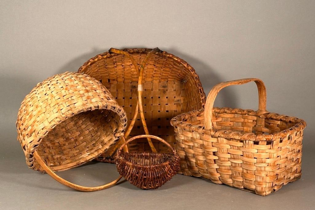Four Antique Woven Baskets (1 of 10)