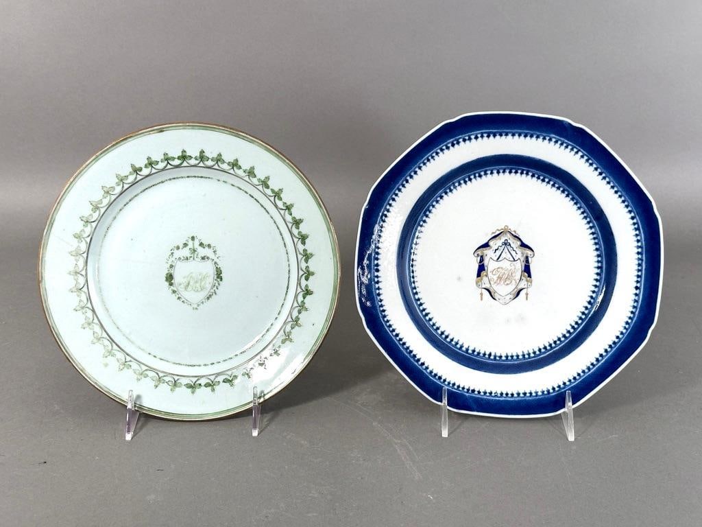 Two Chinese Export Armorial Plates, Early 19thc. (1 of 4)