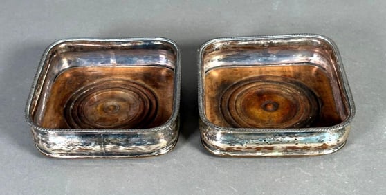 Pair of Georgian Silver Plated Bottle Coasters