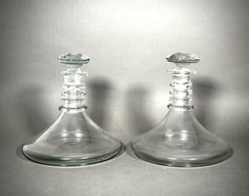 Pair of English Georgian Blown Glass Ship's Decanters