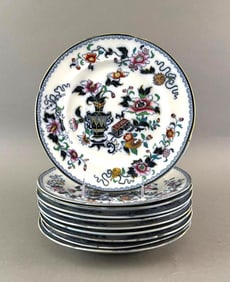 Ten Imperial Stone China Ironstone Dinner Plates, Imari Pattern