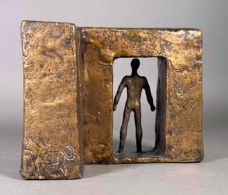 Pal Kepenyes Bronze Sculpture, Man in a Door