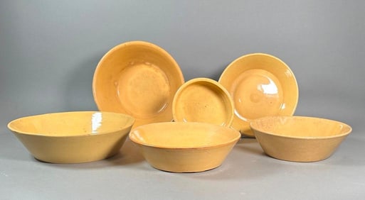 Six Yellow Ware Items