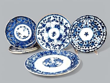 Assorted Chinese and Japanese Blue and White Dishes