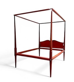 American Red Painted Four Post Bed