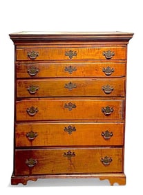 American Chippendale Maple Tall Chest, 18thc.