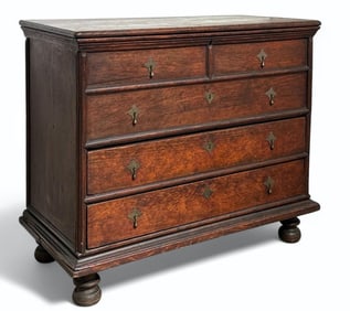 American Pine Two Drawer Chest, 17th/18thc.