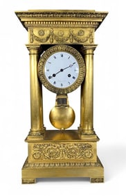 French Empire Gilt Bronze Mantel Clock, Early 19thc.