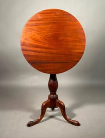 American Primitive Mahogany Tilt Top Candlestand, 19thc.