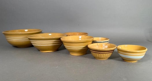 Lot of Graduated Yellow Ware Bowls