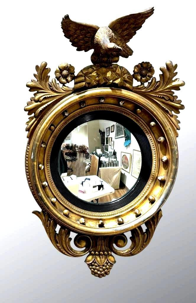 Federal Period Giltwood Convex Mirror, 19thc. (1 of 9)