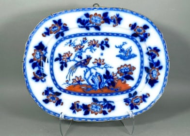 Large BB New Stone Ironstone Flow Blue Platter