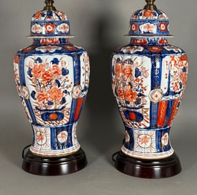 Pair of Japanese Imari Lamps
