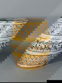 Spanish Tin Glazed Talavera Earthenware Barrel or Planter