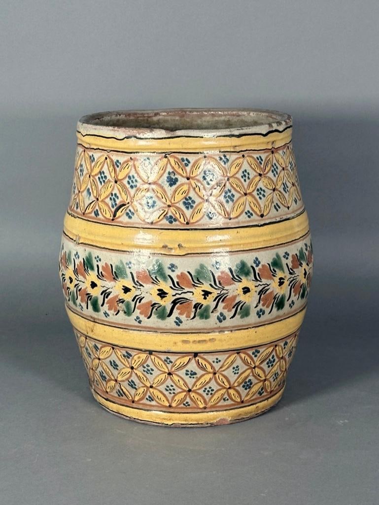 Spanish Tin Glazed Talavera Earthenware Barrel or Planter (1 of 4)
