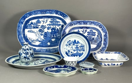 Assorted Group of Blue and White China