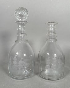 Pair of Georgian Blown Glass Decanters, 18thc.