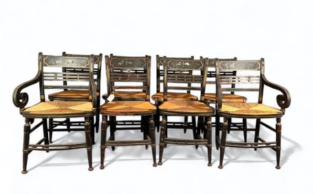 Set of Eight American Sheraton Fancy Chairs, Early 19thc.