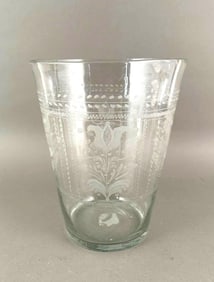 Large Antique Blown Glass Flip Glass Style Vessel