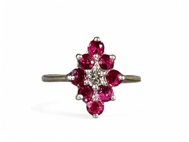 Antique Pink Sapphire and Diamond Ring