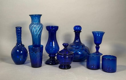 Assorted Lot of Antique and Modern Cobalt Blue Glass