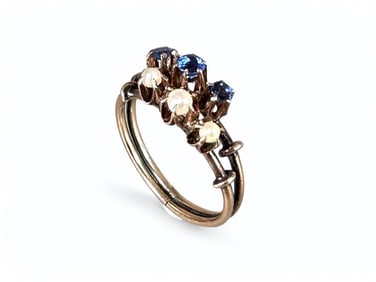 Antique Sapphire and Seed Pearl Ring