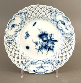 Meissen Blue Rose Pattern Porcelain Plate