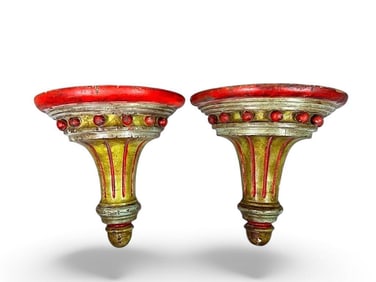 Pair of Painted Wood Wall Brackets