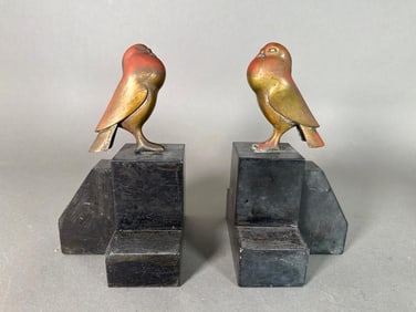 Pair of Art Deco Bronze and Marble Bookends by G.H. Laurent
