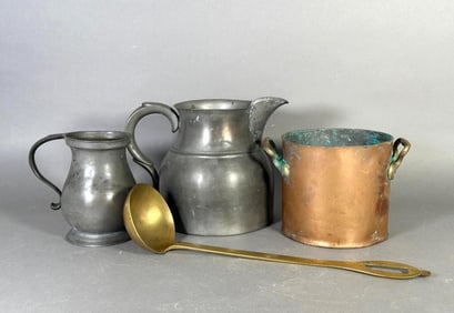 Assorted Antique Pewter, Copper and Brass Lot