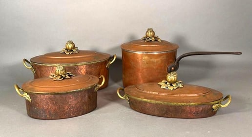 Italian Hammered Copper Cookware Set