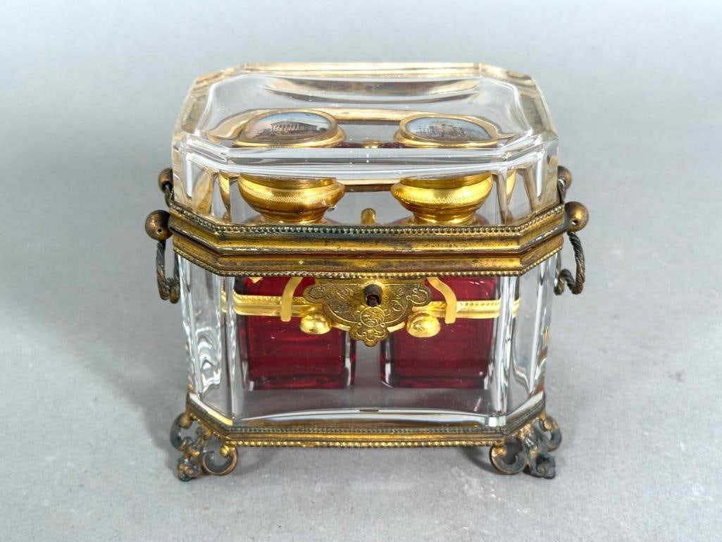 French Grand Tour Souvenir Glass Perfume Tantalus, c.1880 (1 of 11)