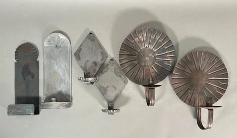 Lot of Early American Style Tin Candle Sconces