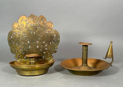 Two American Brass Chambersticks